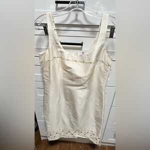 Ann Taylor Vintage Y2K Silk White Holiday Embroidery Sequin Sheath Dress